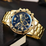 Noxwear - 2pcs/set Men Business Watches Fashion Arabic Dial Steel Band Male's Quartz Watch Set (Without Box）