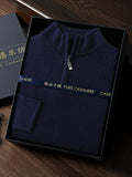 Noxwear - CHICUU Men's 100% Cashmere Sweater Zipper Pullover Mock Neck Long Sleeve Basic Cashmere Knitwear Autumn Winter Clothing Tops