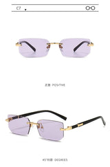 Noxwear - Rimless Sunglasses Rectangle Fashion Popular Women Men Shades Small Square Sun Glasses For Female Male Summer Traveling Oculos