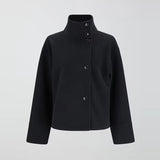Noxwear Stand Collar Women Winter Woolen Coats 2025 Autumn Single Breasted Loose Female Long Sleeve Jacket Office Lady Street Short Coat