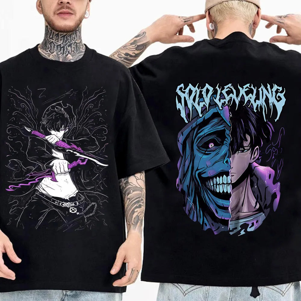 Noxwear - Men's Song Jinyu Cartoon Pattern T-shirt Harajuku Short Sleeved High-quality Cotton T-shirt Japanese Anime Solo Flat T-shirt