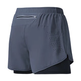 Noxwear - Men's Running Shorts Quick-drying Fitness Black Double Layer Shorts Men New Sport Workout Training Bodybuilding Short Pants