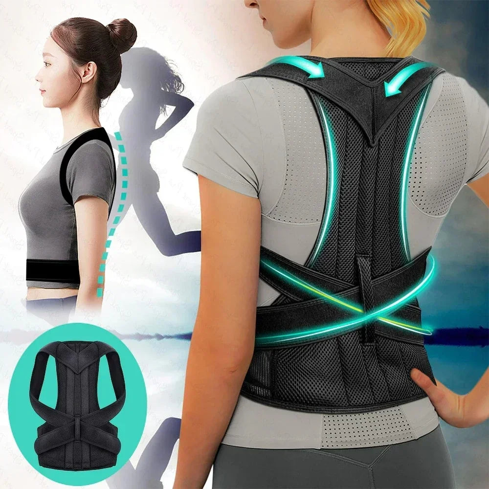 Noxwear - Reinforced Belt Lumbar Column Posture Corrector Vest  Adjustable Back Support Strap Shoulder Spine Brace Neck Stretcher Trainer