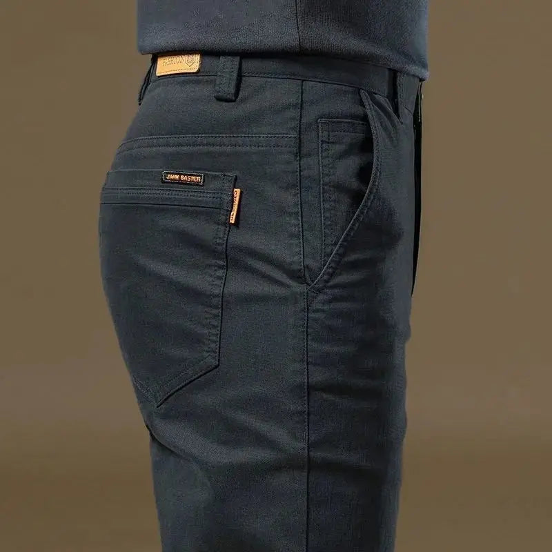 Noxwear - 2025 Summer Thin Cotton Men's Casual Pants Trendy Versatile Elastic Light Business Trousers Work Formal Slim Straight Pants