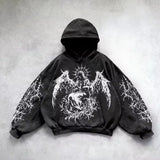 Noxwear - 6xl Retro Gothic Evil Angel Print Hip Hop Hoodie for Men Y2k Punk Casual Loose Pullover Women Streetwear Sweatshirt Hoodies