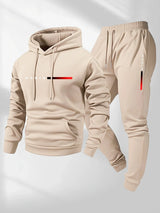 Noxwear-Printed sweatshirt set, wool sweatshirt and pants set for men, warm and casual sports sweatshirt pants set for autumn and winter