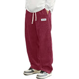 Noxwear - New Mens Corduroy Casual Pants Fashion Loose Fit Baggy Pants Straight Sweatpants Elastic Waist Drawstring Outdoor Streetwear