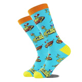 Noxwear - Cotton Happy Funny Socks Men Alien Planet Shark Crazy Design Sokken Unisex Novelty Dinosaur Crew Skateboard Calcetines Hombre