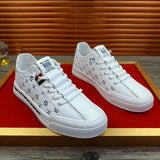 Noxwear - European New Shoes for Men Genuine Leather Casual Shoes Trend Print Flats Skateboard Shoes Youth Street Sneakers