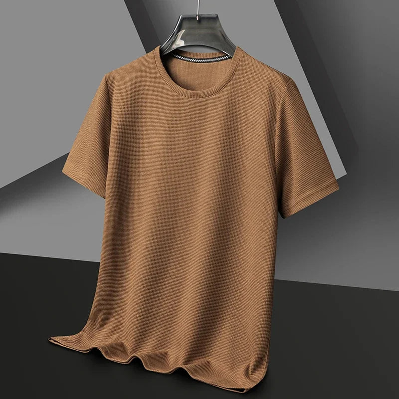Noxwear - New Summer Waffle Round Neck Short Sleeved T-shirt for Men's Short Sleeved Top