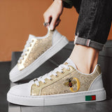 Noxwea - New Shoes for Men Leather Casual Shoes Trend Flat Skateboard Shoes Youth Street Cool Lace-up Sneaker