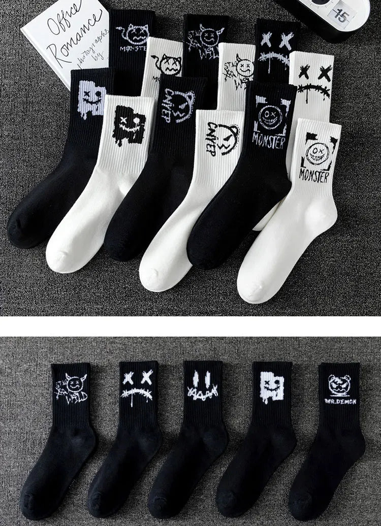 Noxwear - 10 pairs of men's sports socks, casual, breathable, and versatile. Ghost face graffiti personalized socks