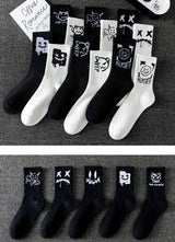 Noxwear - 10 pairs of men's sports socks, casual, breathable, and versatile. Ghost face graffiti personalized socks