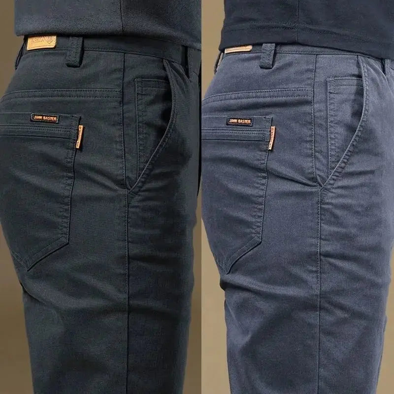 Noxwear - 2025 Summer Thin Cotton Men's Casual Pants Trendy Versatile Elastic Light Business Trousers Work Formal Slim Straight Pants