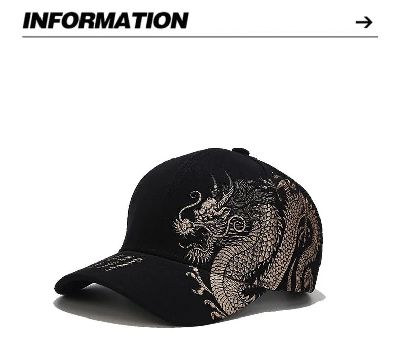 Noxwear - Chinese Style Dragon Pattern Baseball Hat For Men And Women, Versatile National Tide Cap, Hip Hop Hip Hop Skateboarding, Cool