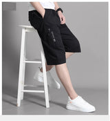 Noxwear - Mens Cargo Shorts Knee Pants Zipper Pocket Summer Cotton Shorts Climbing Jogger Elastic Waist Sports Wear