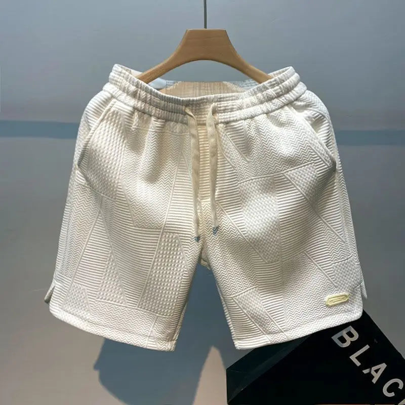 Noxwear - Summer Running Shorts for Men Casual Jogging Sport Short Pants Wave Pattern Solid Color Drawstring Loose Dry Gym Sports Shorts