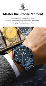 Noxwear - POEDAGAR Sport Original Men Clock Quartz Date Week Luxury Man Wristwatch Waterproof Luminous Stainless Steel Men's Watches Reloj