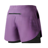Noxwear - Men's Running Shorts Quick-drying Fitness Black Double Layer Shorts Men New Sport Workout Training Bodybuilding Short Pants