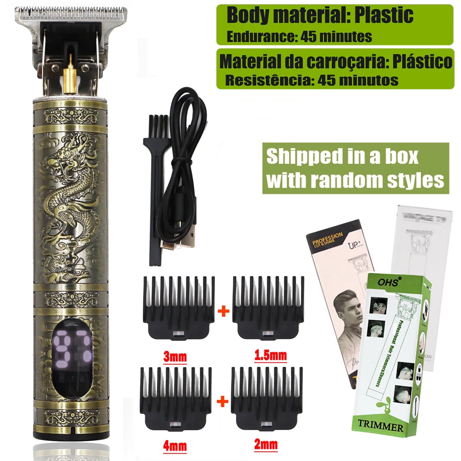 Noxwear - T9 Hair Clipper Repair Beard Shaving Body Hair Trimmer Clippers Electric Machine Men Haircut Machine 0mm Barber Shaver