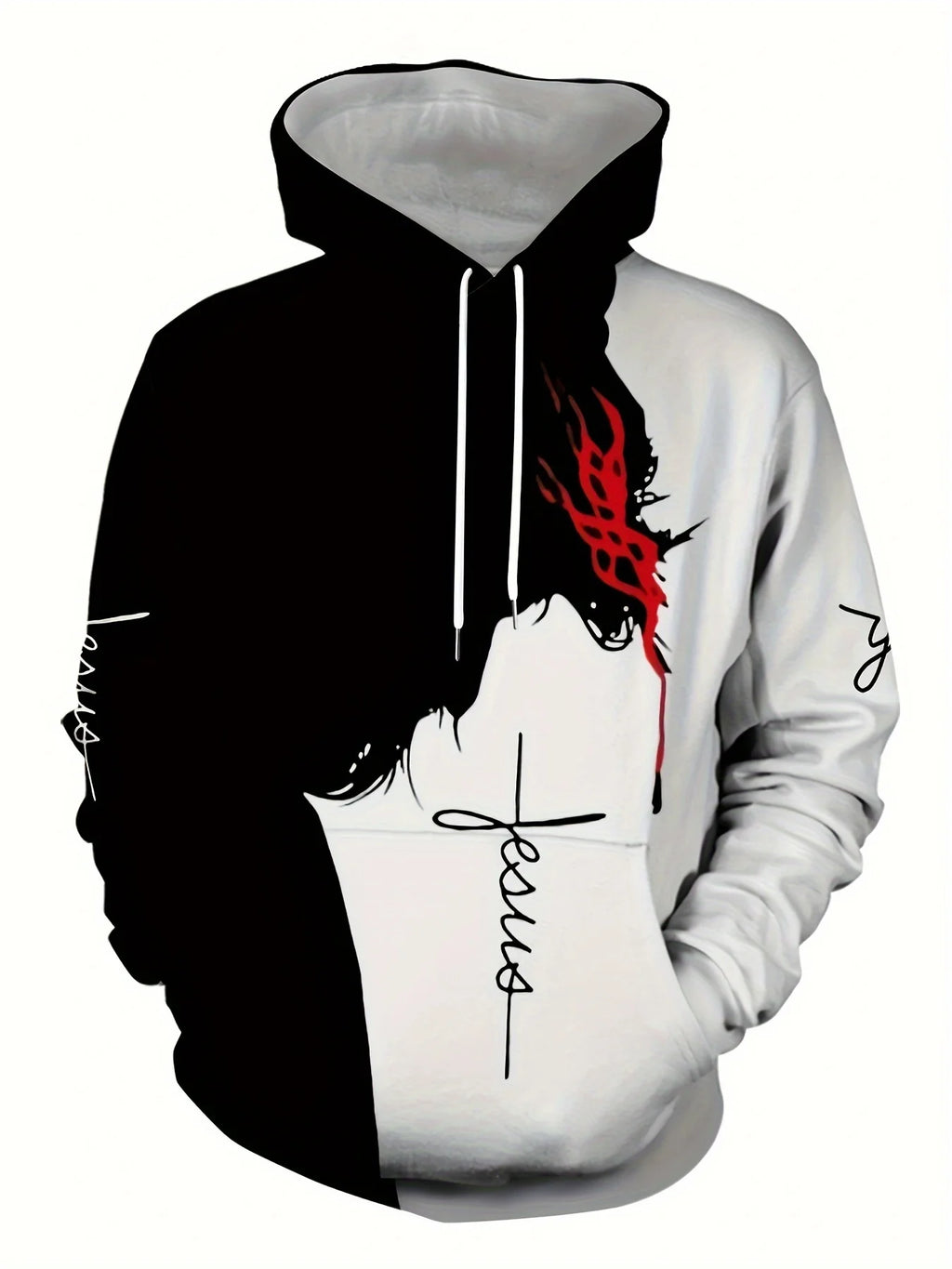 Noxwear-The new men's hoodie for the autumn of 2025 features a casual fashionable and sporty 3D Christ Jesus pattern print