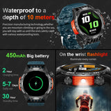 Noxwear - LIGE GPS Smart Watch Men LED Flashlight Compass Waterproof Bluetooth Call Health Watches Voice Assistant Military Smartwatch Men