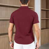 Noxwear -New Men's Business Casual Solid Color Short Sleeved Shirt for Summer Fashion No Ironing Comfortable and Versatile Top