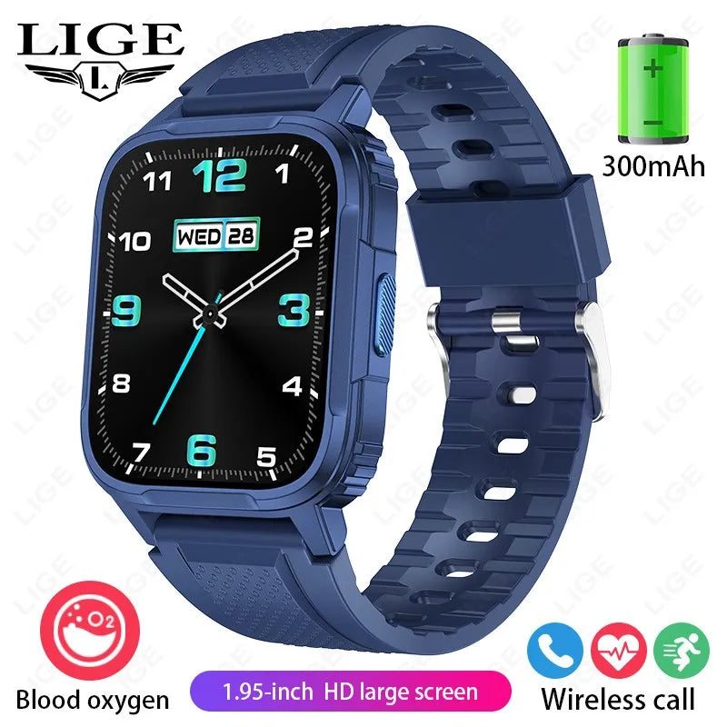 Noxwear - LIGE GPS Smart Watch Men LED Flashlight Compass Waterproof Bluetooth Call Health Watches Voice Assistant Military Smartwatch Men
