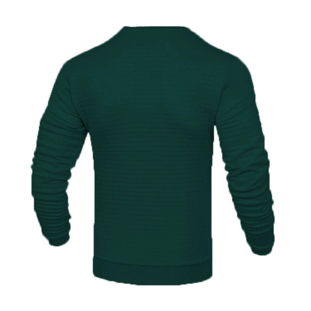 Noxwear - Men's coat fashion small check Waffle youth round neck jacquard check hoodie