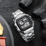Noxwear - MAYZHISU Classic Men's Digital Watches Luxury Stainless Steel Strap Sport Watches Men Military Clock LED Sport Wristwatch