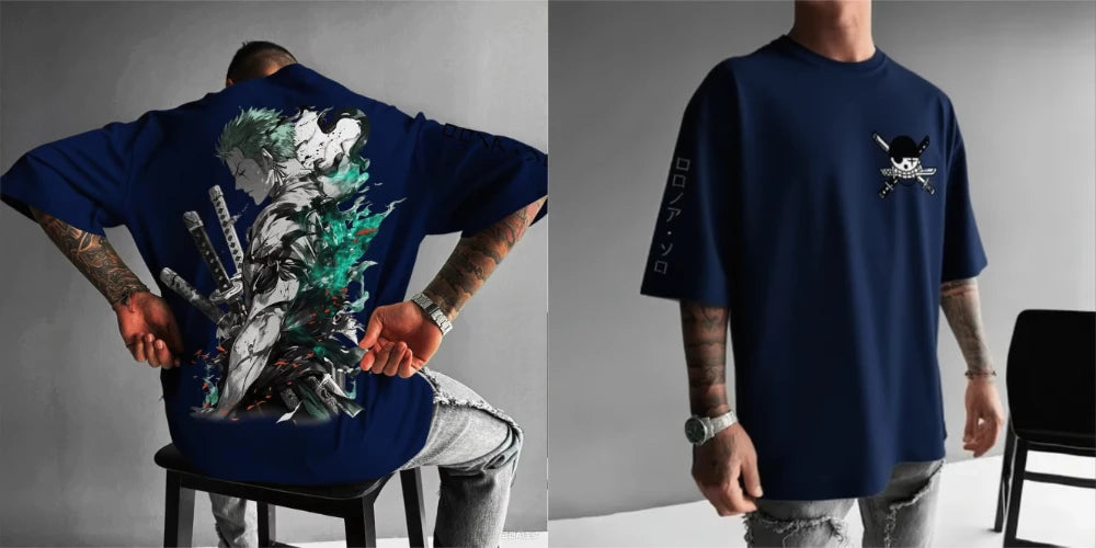 Noxwear - Zoro Anime Men's Women's Short Sleeve T-shirts New Summer Cotton Streetwear Casual Tops Graphic Tee Oversized Y2k Clothes