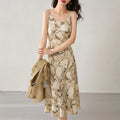 Noxwear SENTUBILA Midi Print Slip Dresses Women 2026 Spring Summer Korean Fashion Sundress Elegant Lady Slim Camisole Dress 121L40493