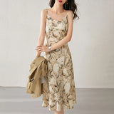 Noxwear SENTUBILA Midi Print Slip Dresses Women 2026 Spring Summer Korean Fashion Sundress Elegant Lady Slim Camisole Dress 121L40493