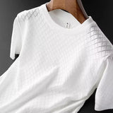 Noxwear - Men's Ice Silk Hollow V-neck T-shirt Top Summer Cool Thin Style Chicken Heart Short Sleeves Knitted Top