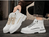 Noxwear - Winter Mens Warm Ankle Boots Fashion Versatile White Leather Shoes Outdoor Non-slip Sneakers for Man Motocycle Snows Boots Botas