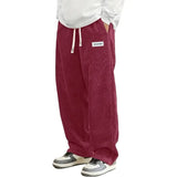 Noxwear - New Mens Corduroy Casual Pants Fashion Loose Fit Baggy Pants Straight Sweatpants Elastic Waist Drawstring Outdoor Streetwear
