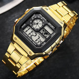 Noxwear - MAYZHISU Classic Men's Digital Watches Luxury Stainless Steel Strap Sport Watches Men Military Clock LED Sport Wristwatch