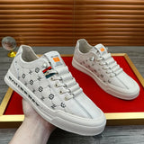 Noxwear - European New Shoes for Men Genuine Leather Casual Shoes Trend Print Flats Skateboard Shoes Youth Street Sneakers