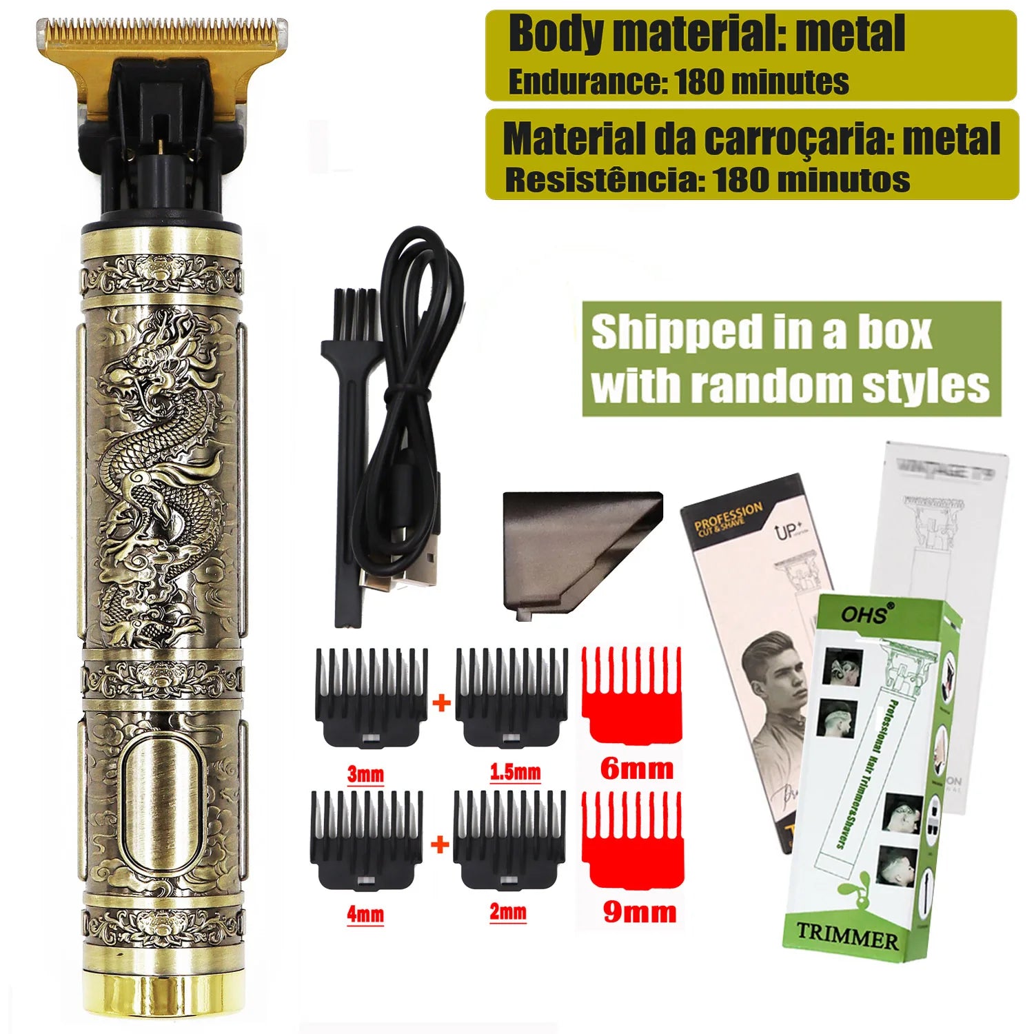 Noxwear - T9 Hair Clipper Repair Beard Shaving Body Hair Trimmer Clippers Electric Machine Men Haircut Machine 0mm Barber Shaver