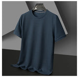 Noxwear - New Summer Waffle Round Neck Short Sleeved T-shirt for Men's Short Sleeved Top