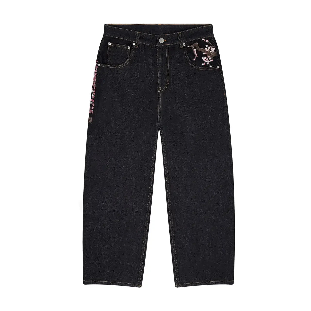 Noxwear - Y2K Baggy jeans Cherry Blossom Selvedge Embroidery Denim Pants men women denim fabric American Hiphop Streetwear Wide Leg Jeans