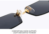 Noxwear - Rimless Sunglasses Rectangle Fashion Popular Women Men Shades Small Square Sun Glasses For Female Male Summer Traveling Oculos
