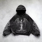 Noxwear - 6xl Retro Gothic Evil Angel Print Hip Hop Hoodie for Men Y2k Punk Casual Loose Pullover Women Streetwear Sweatshirt Hoodies
