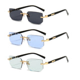 Noxwear - Rimless Sunglasses Rectangle Fashion Popular Women Men Shades Small Square Sun Glasses For Female Male Summer Traveling Oculos