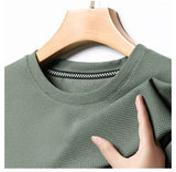 Noxwear - New Summer Waffle Round Neck Short Sleeved T-shirt for Men's Short Sleeved Top