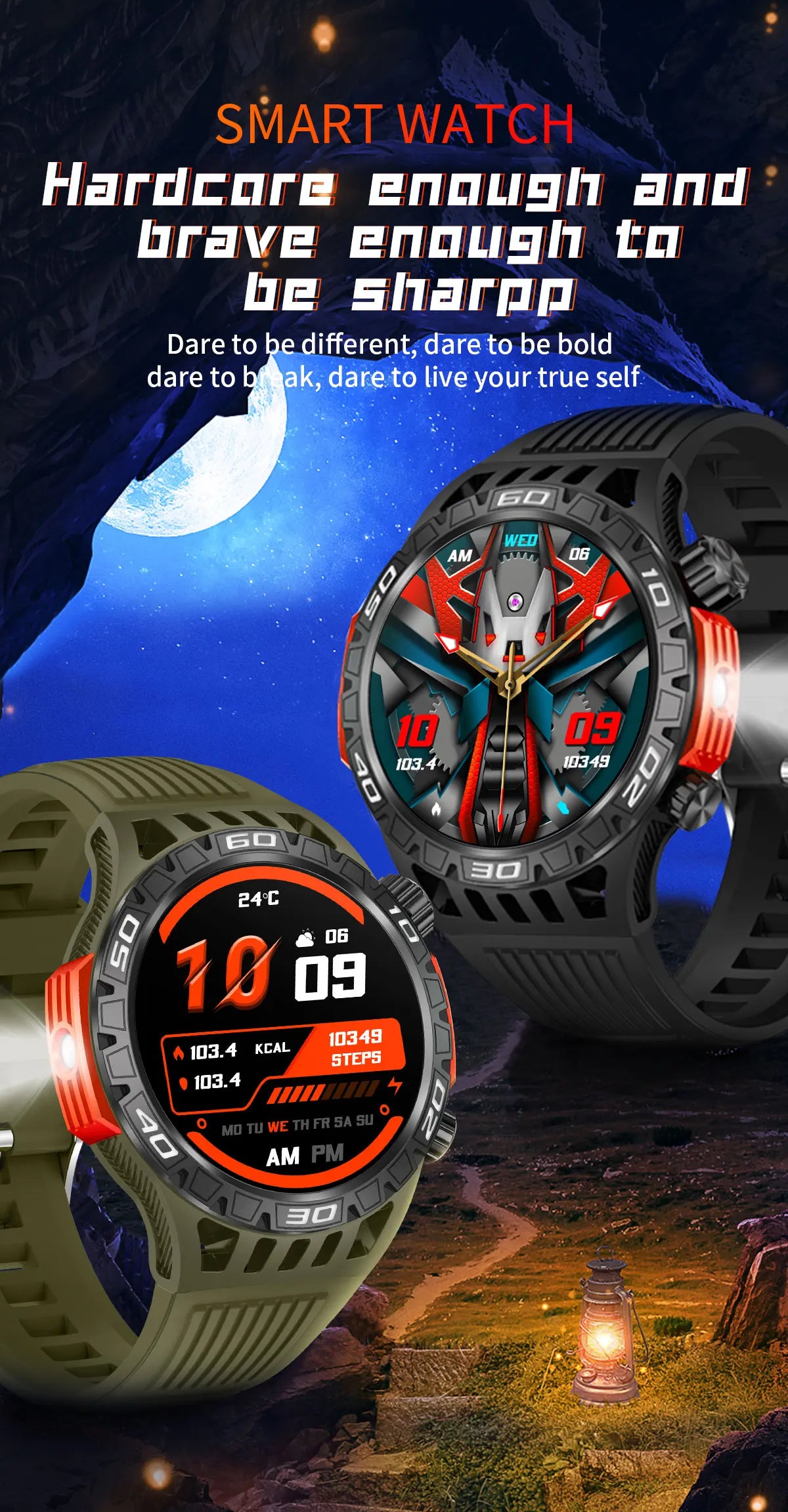 Noxwear - LIGE GPS Smart Watch Men LED Flashlight Compass Waterproof Bluetooth Call Health Watches Voice Assistant Military Smartwatch Men