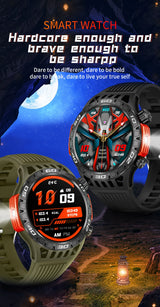 Noxwear - LIGE GPS Smart Watch Men LED Flashlight Compass Waterproof Bluetooth Call Health Watches Voice Assistant Military Smartwatch Men