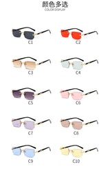 Noxwear - Rimless Sunglasses Rectangle Fashion Popular Women Men Shades Small Square Sun Glasses For Female Male Summer Traveling Oculos
