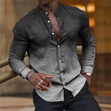 Noxwear - 2024 New Gray Shirt  Casual Hawaiian Shirt  Collar Long Sleeve  Sleeve Shirt Fashion Trend Tops Club Party Beach Street Shirt