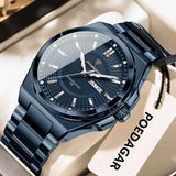 Noxwear - POEDAGAR Sport Original Men Clock Quartz Date Week Luxury Man Wristwatch Waterproof Luminous Stainless Steel Men's Watches Reloj